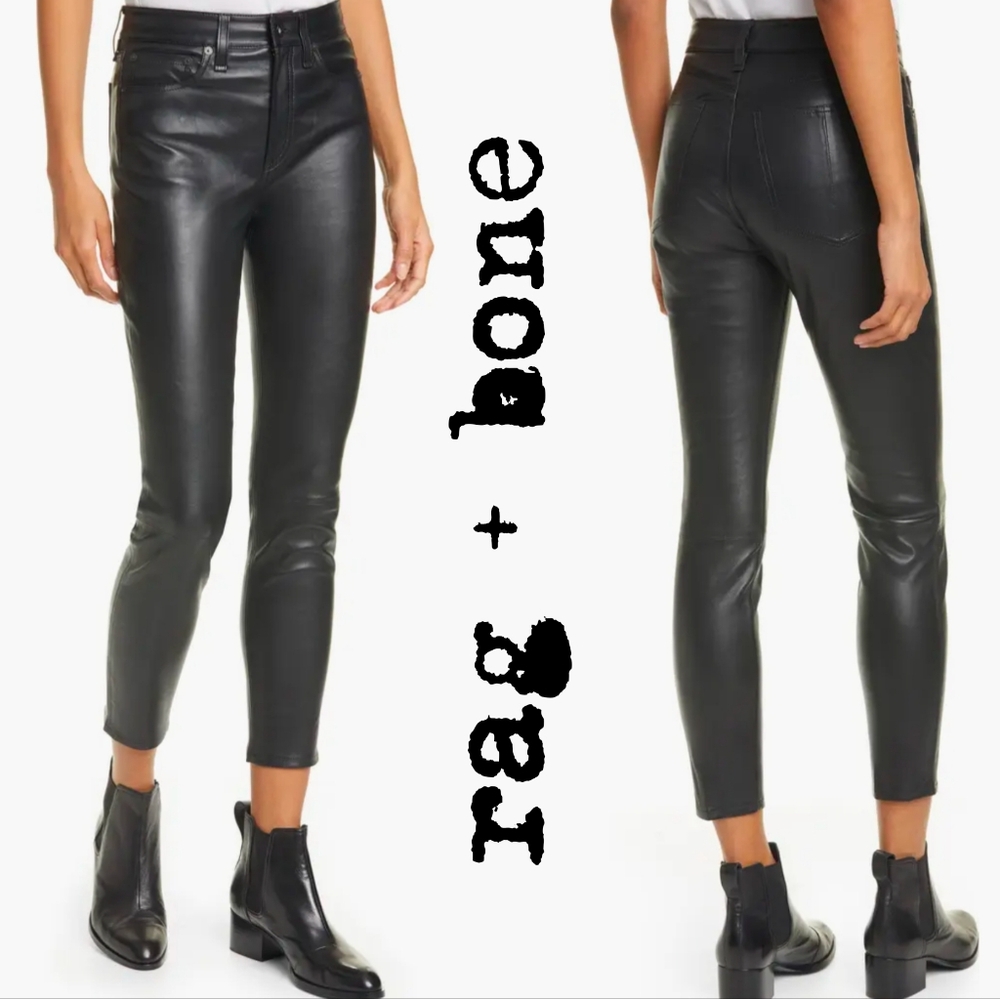 rag & bone Nina High Waist Skinny Leather Pants 100% Lambs Leather Size 30 FLAW